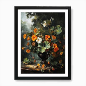 Baroque Floral Still Life Nasturtium 4 Art Print