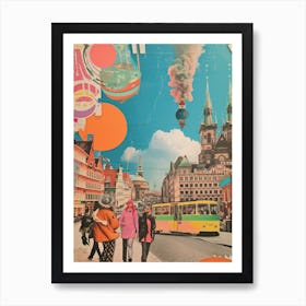 Copenhagen   Retro Collage Style 3 Art Print