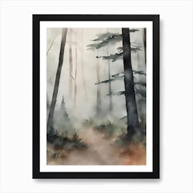 Foggy Fall Forest Affiche