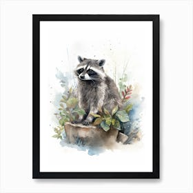 A Panama Canal Raccoon Watercolour Illustration Story 3 Art Print
