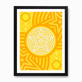Geometric Abstract Glyph in Happy Yellow and Orange n.0082 Art Print