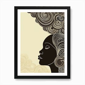 Portrait Of A Woman With Curly Hair 5 Art Print