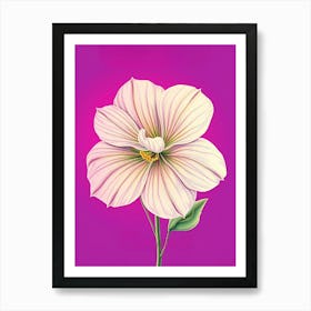 White Flower On Purple Background Art Print