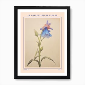 Lobelia French Flower Botanical Poster Art Print