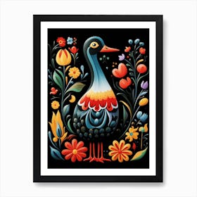 Folk Bird Illustration Duck 3 Art Print