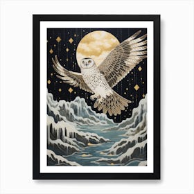 Snowy Owl 1 Gold Detail Painting Art Print