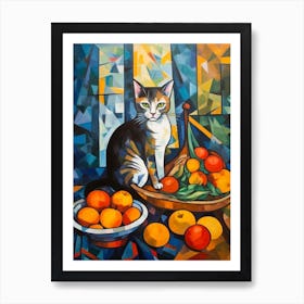 Bouvardia With A Cat 3 Cubism Picasso Style Art Print