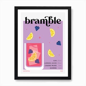 Bramble in Purple Cocktail Recipe Art Print