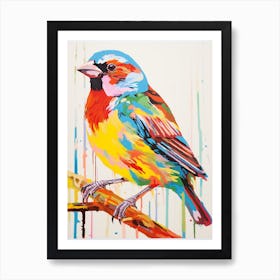 Colourful Bird Painting House Sparrow 1 Art Print