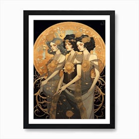 The Three Muses Black And Gold 2 Poster