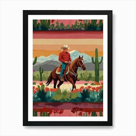 Cowboy In The Desert 4 Art Print