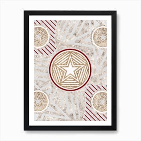 Geometric Glyph in Festive Gold Silver and Red n.0065 Art Print