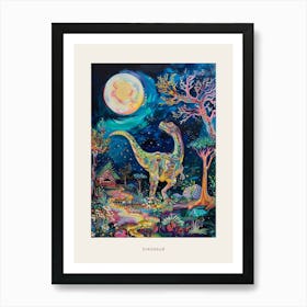 Colourful Dinosaur Painting Landscape 3 Poster Art Print