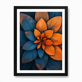 Blue And Orange Flower 1 Art Print
