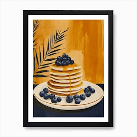 Art Deco Pancake Stack With Blueberries 2 Art Print