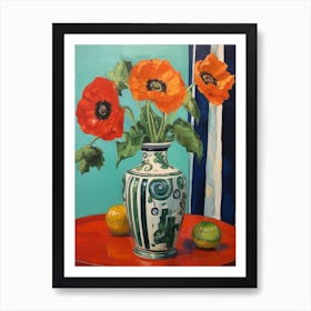 Flowers In A Vase Still Life Painting Poppy 4 Art Print
