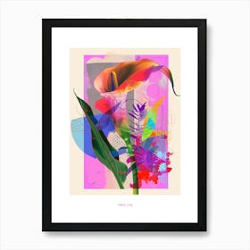 Calla Lily 3 Neon Flower Collage Poster Art Print