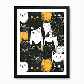Perfectly Repeatable Artwork With Cute Cat Faces 59 Art Print
