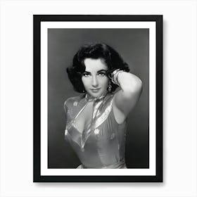 Actress Elizabeth Taylor Is Shown In A Seductive Pose Art Print