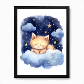 Baby Kitten 2 Sleeping In The Clouds Art Print