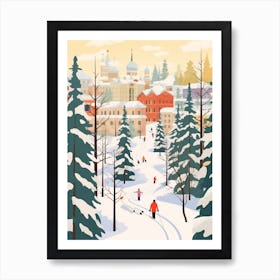 Retro Winter Illustration Moscow Russia 2 Art Print