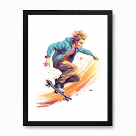 Skateboarding In Helsinki, Finland Gradient Illustration 3 Poster