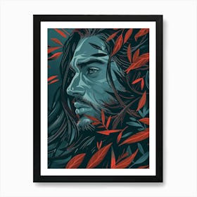 Man In Leaves Art Print