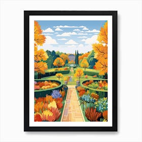 Alnwick Garden, United Kingdom In Autumn Fall Illustration 2 Art Print