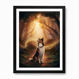 Dog In The Woods Art Print