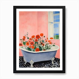 A Bathtube Full Of Poppy In A Bathroom 2 Art Print