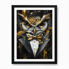 Owl In Tuxedo Art Print