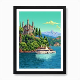 Bosphorus Cruise Prince Islands Pixel Art 9 Art Print