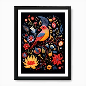 Folk Bird Illustration Cardinal 3 Art Print