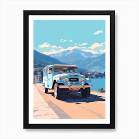 A Toyota Land Cruiser Car In The Lake Como Italy Illustration 4 Art Print
