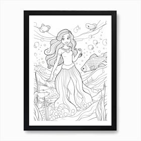 The Ocean S Surface (The Little Mermaid) Fantasy Inspired Line Art 3 Art Print