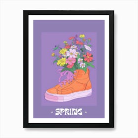 Spring Poster Retro Sneakers With Flowers 90s Illustration 3 Art Print