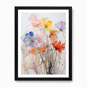 Abstract Flower Painting Cosmos 3 Art Print