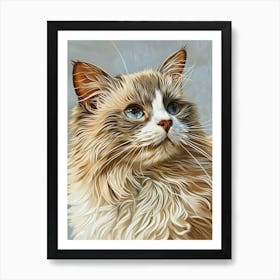 Ragdoll Cat Relief Illustration 3 Art Print