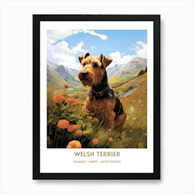 Vintage Welsh Terrier Portrait 2 Art Print