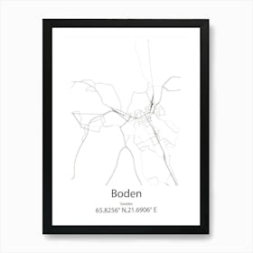 Boden,Sweden Minimalist Map Art Print