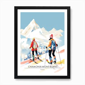 Chamonix Mont Blanc   France, Ski Resort Poster Illustration 1 Affiche