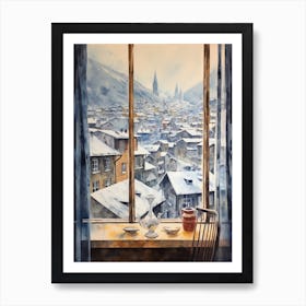 Winter Cityscape Zermatt Switzerland 2 Art Print