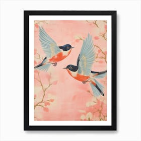 Vintage Japanese Inspired Bird Print Robin 3 Art Print