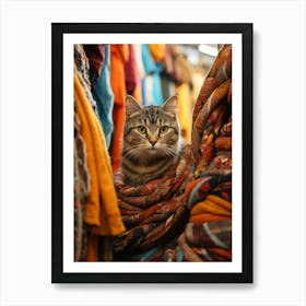 Realistic Photography As A Cat Roaming Through The Market Stands 2 Art Print