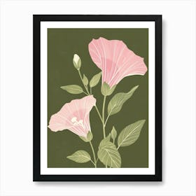 Pink & Green Hollyhock Art Print