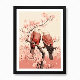 Two Eagles In Cherry Blossoms Art Print