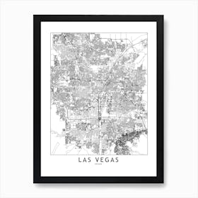 Las Vegas White Map Art Print