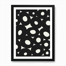 Abstract Organic Circular and Oval Cells Black on White Art Print