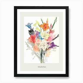 Gladiolus 1 Collage Flower Bouquet Poster Art Print