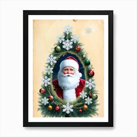 Santa Claus In Christmas Tree Art Print